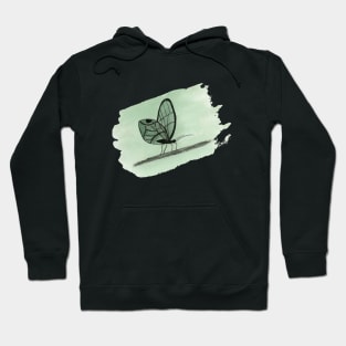 Green Butterfly Watercolor Painting Hoodie